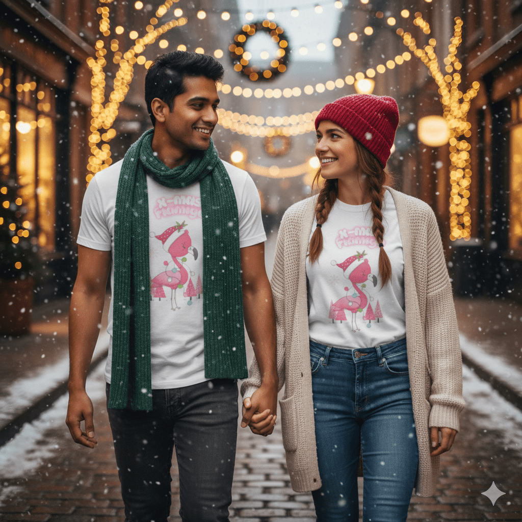 X - Mas Flamingo Unisex Jersey Tee – Playful Holiday Vibes in Comfort - Nordic OfficialX - Mas Flamingo Unisex Jersey Tee – Playful Holiday Vibes in ComfortT-Shirt