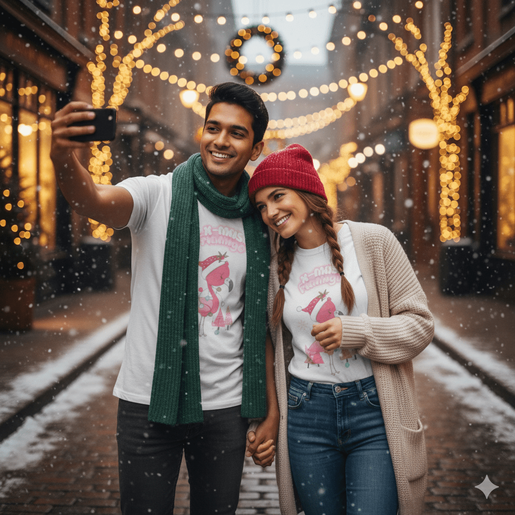 X - Mas Flamingo Unisex Jersey Tee – Playful Holiday Vibes in Comfort - Nordic OfficialX - Mas Flamingo Unisex Jersey Tee – Playful Holiday Vibes in ComfortT-Shirt